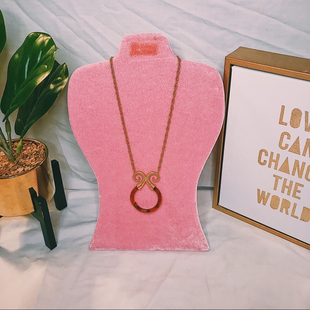 Trifari Tortoise Shell Gold Tint Horn Necklace